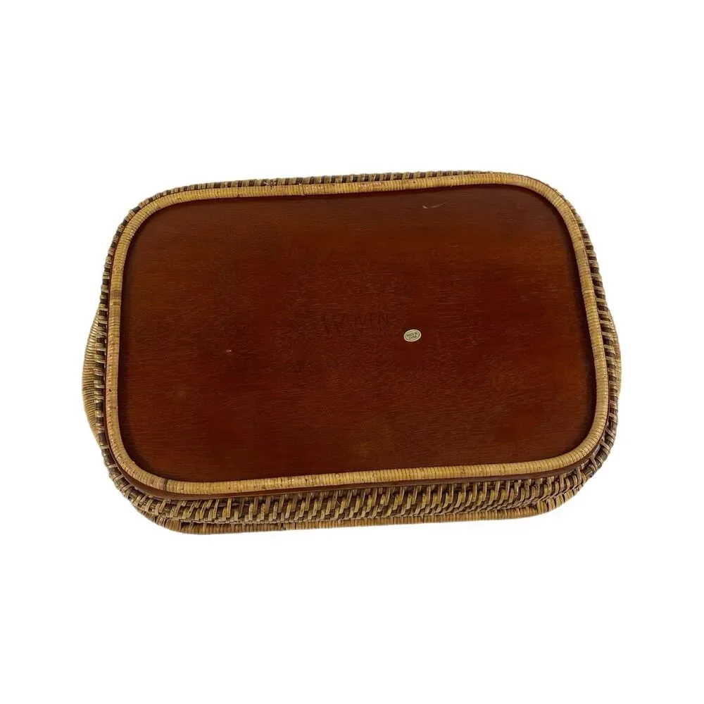 Woven Selections Serving Basket Tray By Pampered Chef Wicker 15”x10”